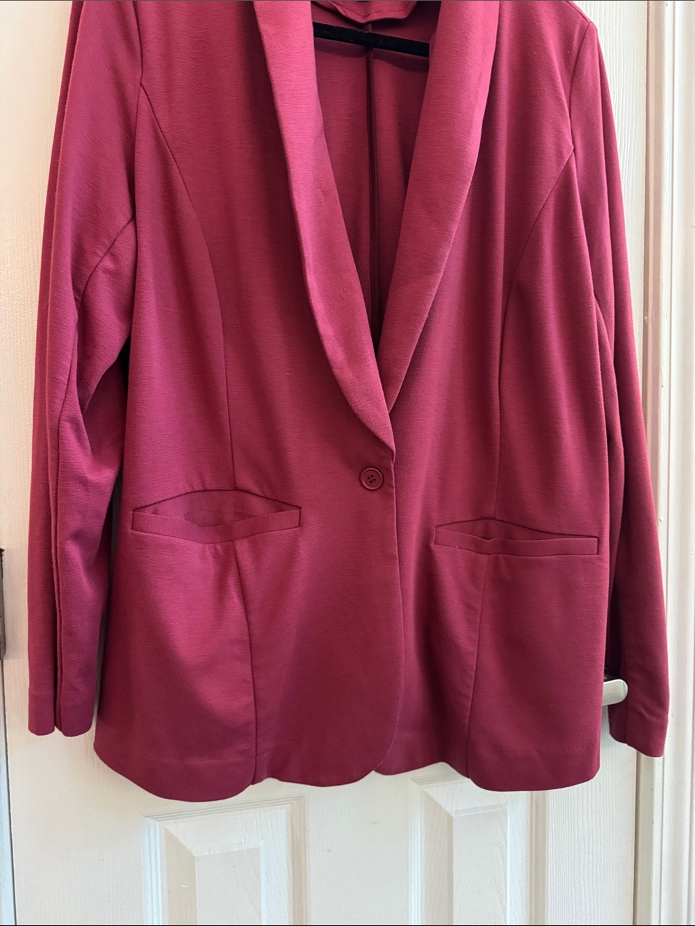 ELOQUII Stretch Single Button Blazer Raspberry Size 16 - Picture 3 of 5